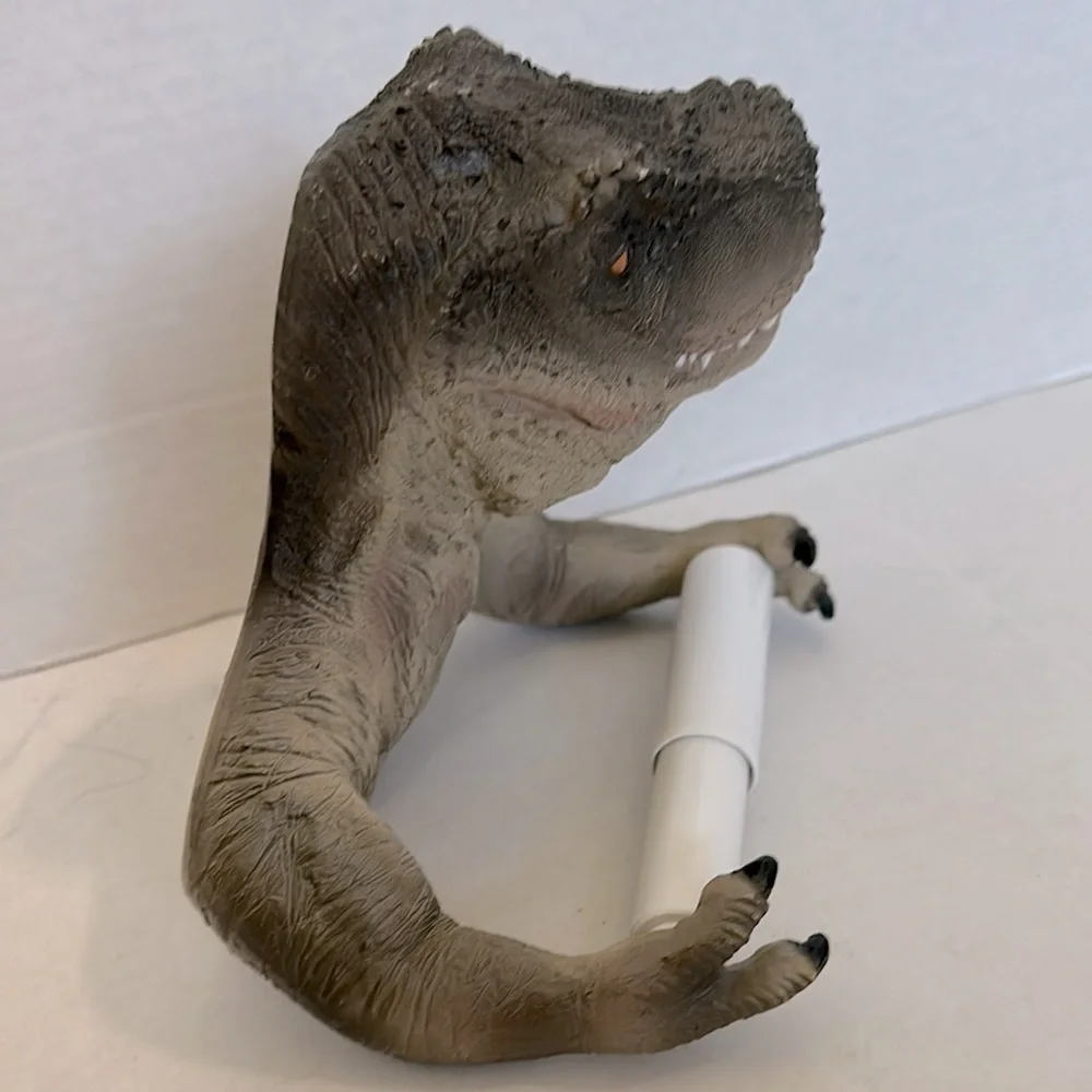 T Rex toilet paper holder with White Roller nwot